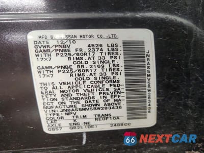 Zdjęcie 13 z 13 samochodu: 2011 NISSAN ROGUE S VIN:JN8AS5MV5BW283436 - miniatura