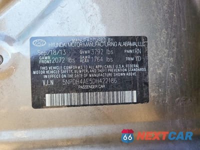 Zdjęcie 12 z 12 samochodu: 2013 HYUNDAI ELANTRA CO VIN:5NPDH4AE5DH422186 - miniatura