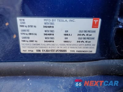 Zdjęcie 12 z 12 samochodu: 2018 TESLA MODEL S VIN:5YJSA1E27JF296885 - miniatura