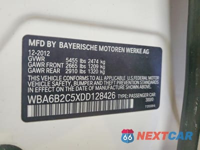 Zdjęcie 12 z 13 samochodu: 2013 BMW 650 I VIN:WBA6B2C5XDD128426 - miniatura