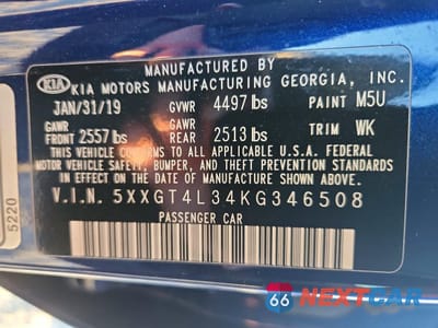 Zdjęcie 13 z 14 samochodu: 2019 KIA OPTIMA LX VIN:5XXGT4L34KG346508 - miniatura