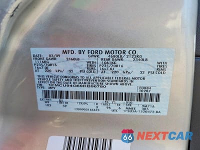 Zdjęcie 13 z 13 samochodu: 2009 FORD ESCAPE LIMITED VIN:1FMCU94G69KB96780 - miniatura