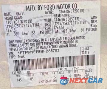 Zdjęcie 10 z 10 samochodu: 2011 FORD F150 SUPERCREW VIN:1FTFW1EF8BFB85703 - miniatura