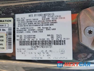 Zdjęcie 13 z 14 samochodu: 2019 FORD MUSTANG GT VIN:1FA6P8CF7K5157721 - miniatura