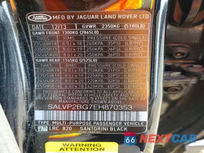 Zdjęcie 13 z 14 samochodu: 2014 LAND ROVER RANGE ROVER EVOQUE PURE PLUS VIN:SALVP2BG7EH870353 - miniatura