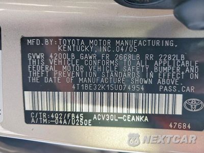 Zdjęcie 12 z 13 samochodu: 2005 TOYOTA CAMRY LE VIN:4T1BE32K15U074954 - miniatura