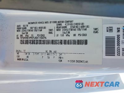 Zdjęcie 13 z 13 samochodu: 2018 FORD E350 UTILITY / SERVICE VAN VIN:1FDWE3F67JDC35476 - miniatura