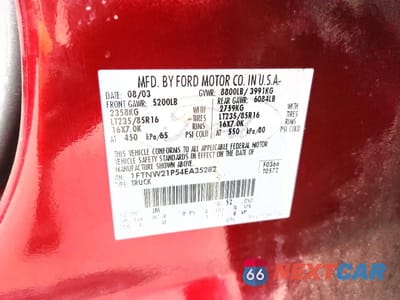 Zdjęcie 12 z 12 samochodu: 2004 FORD F250 SUPER DUTY VIN:1FTNW21P54EA35282 - miniatura