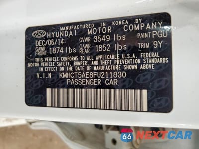 Zdjęcie 13 z 13 samochodu: 2015 HYUNDAI ACCENT GS VIN:KMHCT5AE8FU211830 - miniatura