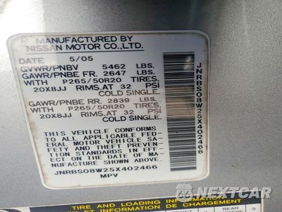 Zdjęcie 13 z 13 samochodu: 2005 INFINITI FX45 VIN:JNRBS08W25X402466 - miniatura