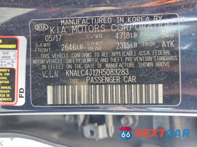 Zdjęcie 12 z 13 samochodu: 2017 KIA CADENZA PREMIUM VIN:KNALC4J12H5083283 - miniatura