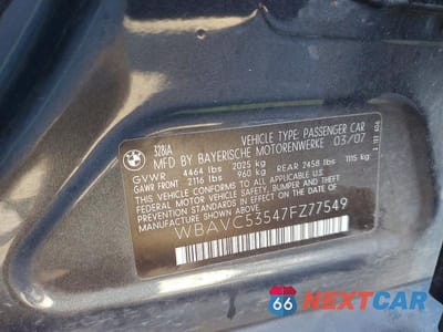 Zdjęcie 12 z 12 samochodu: 2007 BMW 328 I SULEV VIN:WBAVC53547FZ77549 - miniatura