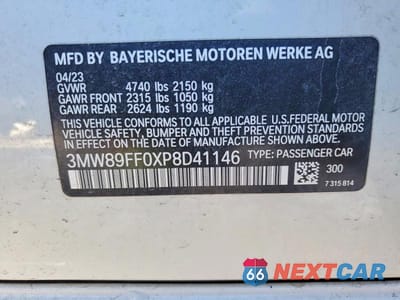 Zdjęcie 12 z 12 samochodu: 2023 BMW 330XI VIN:3MW89FF0XP8D41146 - miniatura