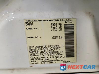 Zdjęcie 12 z 12 samochodu: 2013 NISSAN ALTIMA 2.5 VIN:1N4AL3APXDC196872 - miniatura