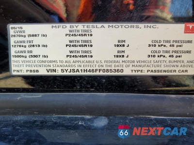 Zdjęcie 13 z 13 samochodu: 2015 TESLA MODEL S P85D VIN:5YJSA1H46FF085360 - miniatura