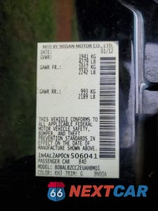 Zdjęcie 12 z 12 samochodu: 2012 NISSAN ALTIMA BASE VIN:1N4AL2AP0CN506041 - miniatura