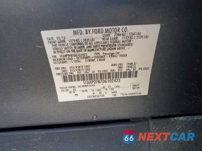 Zdjęcie 12 z 13 samochodu: 2013 FORD TAURUS LIMITED VIN:1FAHP2F87DG102423 - miniatura