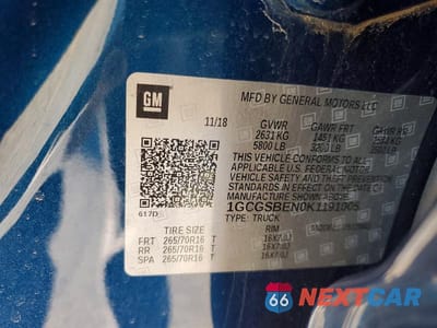 Zdjęcie 13 z 13 samochodu: 2019 CHEVROLET COLORADO VIN:1GCGSBEN0K1191005 - miniatura