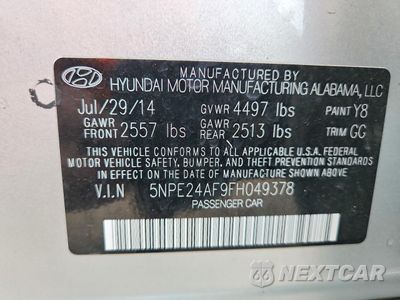 Zdjęcie 12 z 13 samochodu: 2015 HYUNDAI SONATA SE VIN:5NPE24AF9FH049378 - miniatura