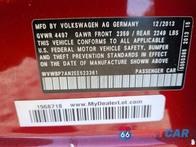 Zdjęcie 12 z 12 samochodu: 2014 VOLKSWAGEN CC SPORT VIN:WVWBP7AN2EE523361 - miniatura
