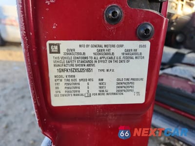 Zdjęcie 12 z 12 samochodu: 2005 CHEVROLET SUBURBAN K1500 VIN:1GNFK16ZX5J251651 - miniatura