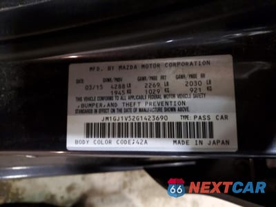 Zdjęcie 12 z 12 samochodu: 2016 MAZDA 6 TOURING VIN:JM1GJ1V52G1423690 - miniatura