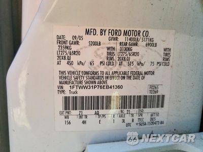 Zdjęcie 12 z 12 samochodu: 2006 FORD F350 SRW SUPER DUTY VIN:1FTWW31P76EB41360 - miniatura