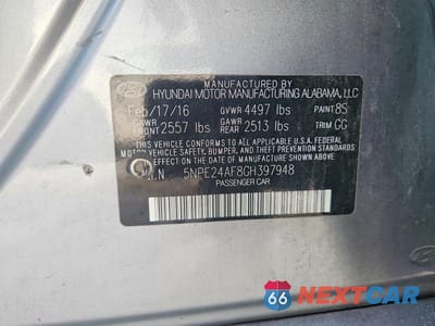 Zdjęcie 12 z 12 samochodu: 2016 HYUNDAI SONATA SE VIN:5NPE24AF8GH397948 - miniatura
