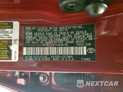 Zdjęcie 12 z 13 samochodu: 2015 TOYOTA CAMRY LE VIN:4T1BF1FK7FU926799 - miniatura