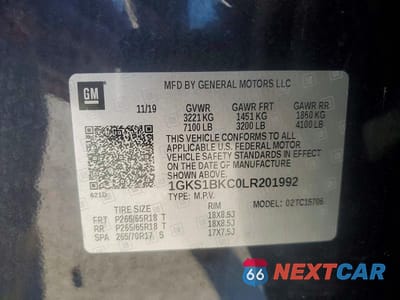 Zdjęcie 13 z 13 samochodu: 2020 GMC YUKON SLT VIN:1GKS1BKC0LR201992 - miniatura
