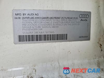 Zdjęcie 12 z 12 samochodu: 2008 AUDI A4 2.0T AVANT QUATTRO VIN:WAUKF78EX8A167565 - miniatura