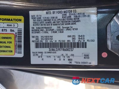 Zdjęcie 13 z 13 samochodu: 2015 LINCOLN MKZ VIN:3LN6L2J97FR600237 - miniatura