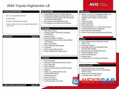 Zdjęcie 13 z 14 samochodu: 2024 TOYOTA HIGHLANDER LE VIN:5TDKDRAH5RS533932 - miniatura