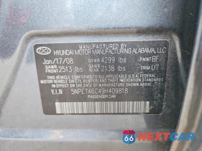 Zdjęcie 12 z 13 samochodu: 2009 HYUNDAI SONATA GLS VIN:5NPET46C49H409818 - miniatura