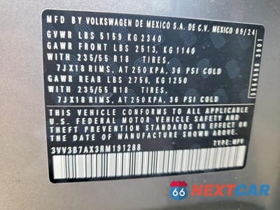 Zdjęcie 13 z 13 samochodu: 2024 VOLKSWAGEN TIGUAN SE VIN:3VV3B7AX3RM191288 - miniatura