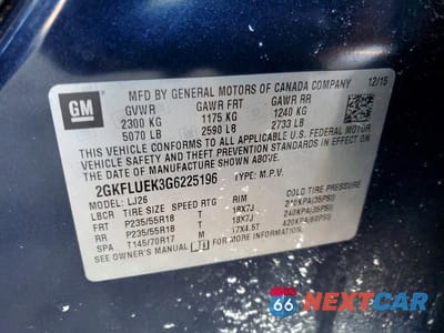 Zdjęcie 12 z 12 samochodu: 2016 GMC TERRAIN SLT VIN:2GKFLUEK3G6225196 - miniatura