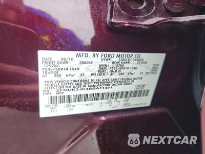 Zdjęcie 14 z 14 samochodu: 2011 FORD EDGE SEL VIN:2FMDK3JC3BBA11481 - miniatura