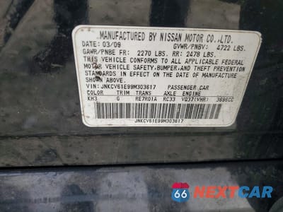 Zdjęcie 12 z 13 samochodu: 2009 INFINITI G37 VIN:JNKCV61E99M303617 - miniatura