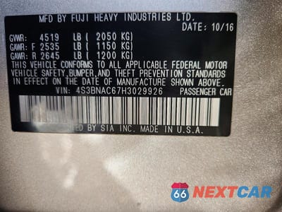 Zdjęcie 12 z 12 samochodu: 2017 SUBARU LEGACY 2.5I PREMIUM VIN:4S3BNAC67H3029926 - miniatura