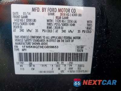 Zdjęcie 13 z 13 samochodu: 2014 FORD EXPLORER SPORT VIN:1FM5K8GT9EGB58653 - miniatura