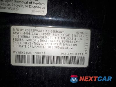 Zdjęcie 23 z 24 samochodu: 2007 VOLKSWAGEN PASSAT 2.0T LUXURY LEATHER VIN:WVWEK73C97E200211 - miniatura