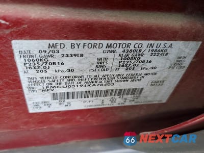 Zdjęcie 14 z 14 samochodu: 2004 FORD ESCAPE XLT VIN:1FMCU03194KA78403 - miniatura