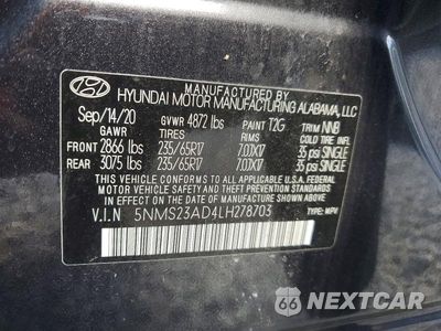 Zdjęcie 13 z 13 samochodu: 2020 HYUNDAI SANTA FE SE VIN:5NMS23AD4LH278703 - miniatura