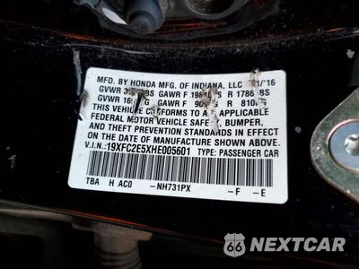 Zdjęcie 12 z 12 samochodu: 2017 HONDA CIVIC LX VIN:19XFC2E5XHE005601 - miniatura