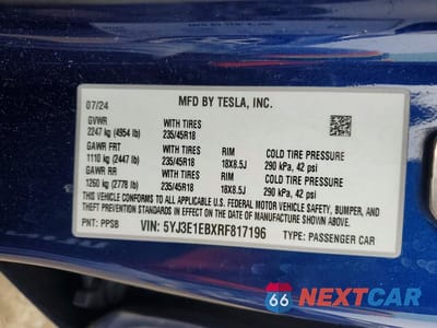Zdjęcie 12 z 12 samochodu: 2024 TESLA MODEL 3 VIN:5YJ3E1EBXRF817196 - miniatura