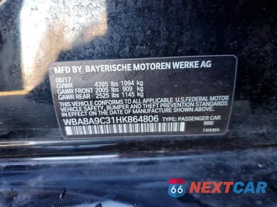 Zdjęcie 12 z 12 samochodu: 2017 BMW 320 I VIN:WBA8A9C31HK864806 - miniatura