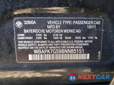 Zdjęcie 12 z 12 samochodu: 2011 BMW 328 XI VIN:WBAPK7G59BNN85151 - miniatura