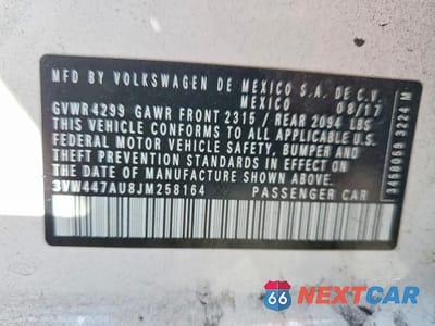 Zdjęcie 14 z 14 samochodu: 2018 VOLKSWAGEN GTI S/SE VIN:3VW447AU8JM258164 - miniatura