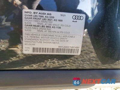 Zdjęcie 14 z 14 samochodu: 2022 AUDI E-TRON PREMIUM PLUS VIN:WA1LAAGE7NB014081 - miniatura