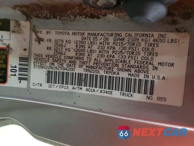Zdjęcie 12 z 12 samochodu: 2009 TOYOTA TACOMA VIN:5TENX22N19Z594200 - miniatura